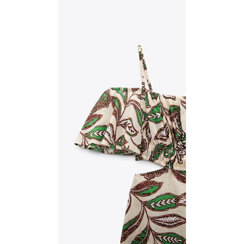 Zara Linen Blend Floral Print Midi Dress New - Picture 7 of 8
